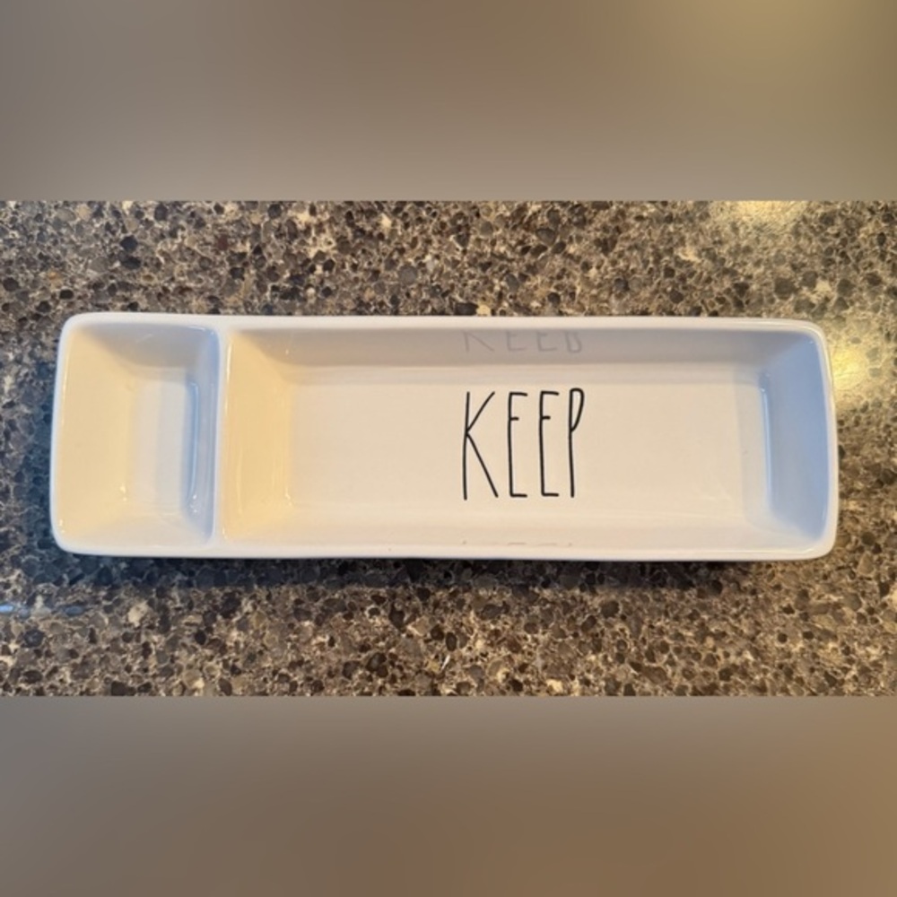 Rae Dunn Artisan Collection " Keep " Office Desk Organizer Plate By Magenta